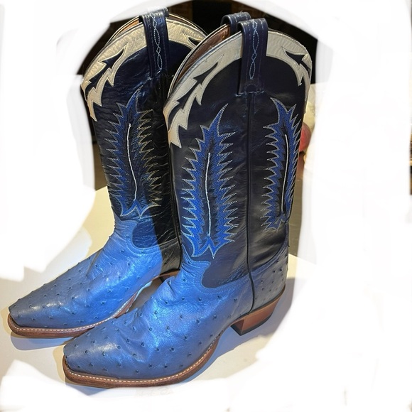 Men’s Tony Lama denim blue full quill ostrich 9EE/(9 1/2D) - Picture 4 of 13